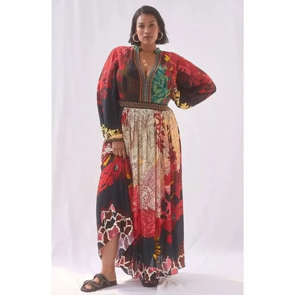 New Anthropologie We Select Dresses Bhanuni by Jyoti Patterned Maxi Dress Size 0 - Picture 2 of 9